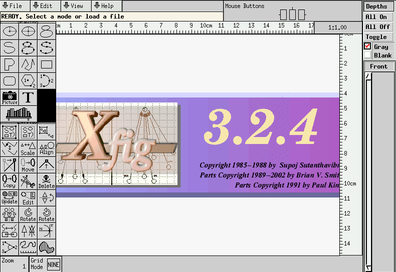 The Xfig initial screen